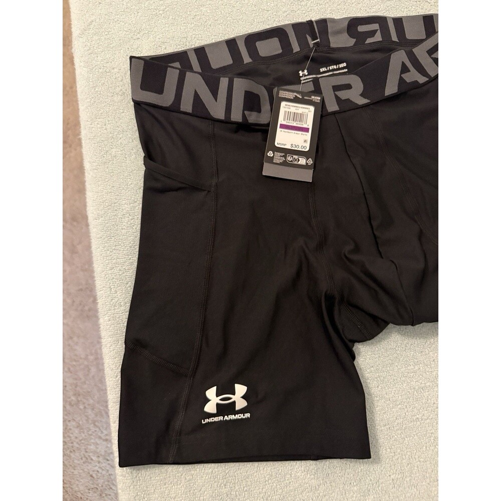 Under Armour HeatGear Compression Shorts Mens 2XL Black Athletic Training NWT - Picture 3 of 4